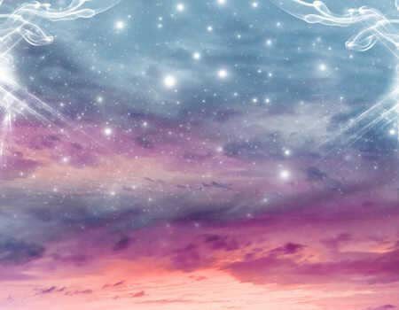 spirituelle Lebensaufgabe Sterne rosa Wolken